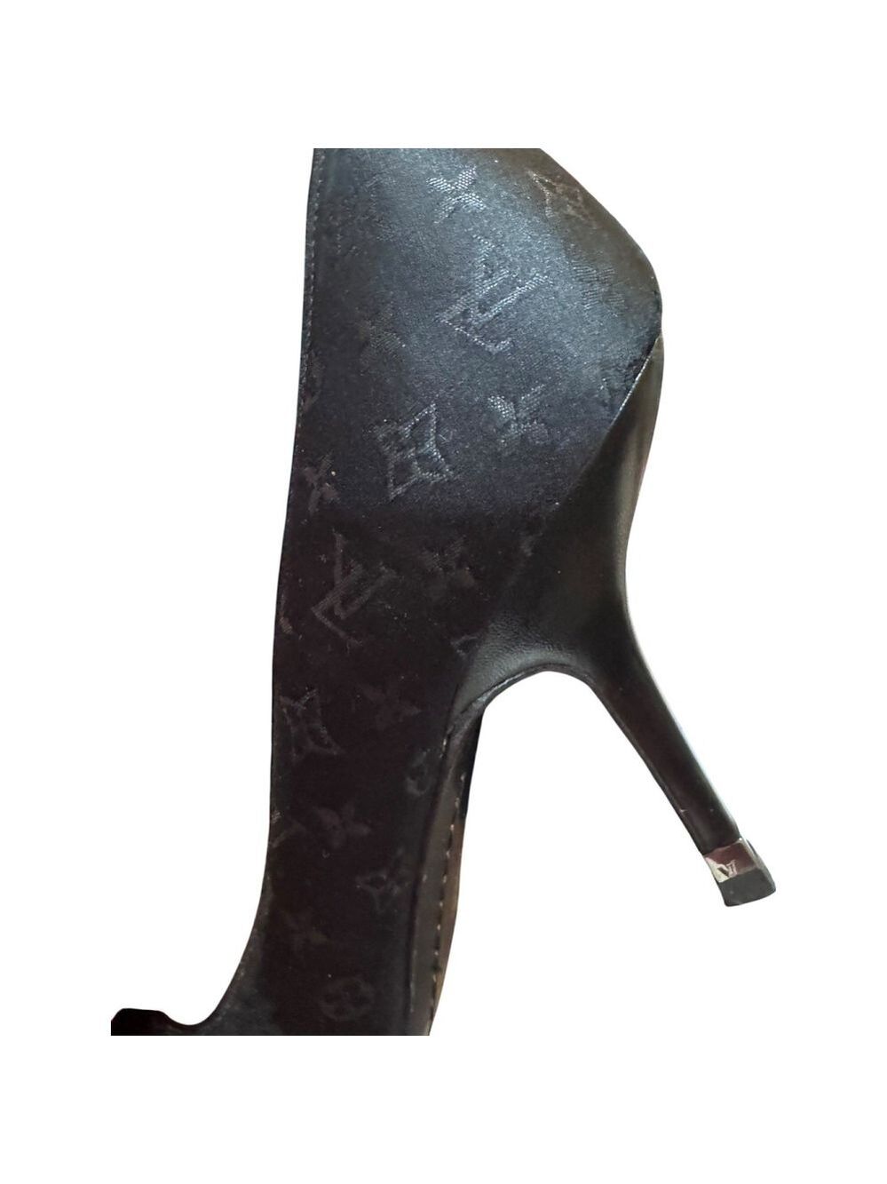 Louis Vuitton Black Monogram Mini Lin Satin Pumps in Box With COA - Picture 16 of 16